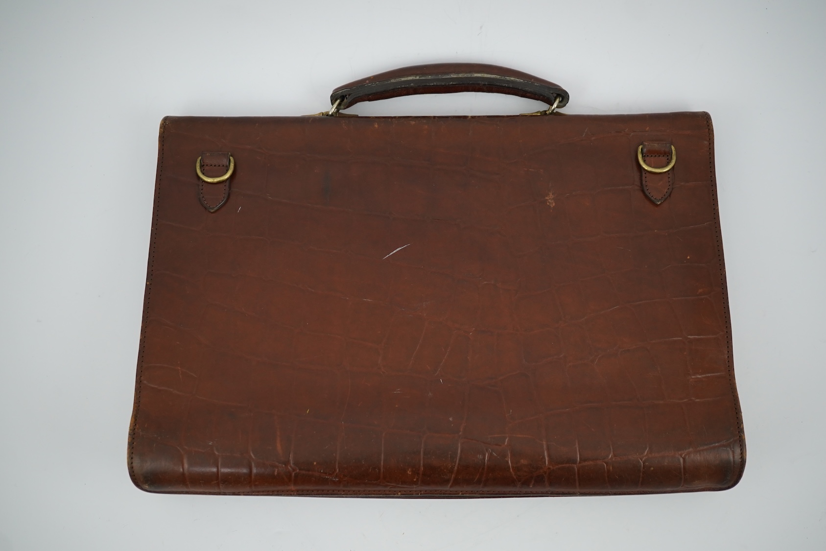 A vintage Mulberry 'faux' crocodile briefcase